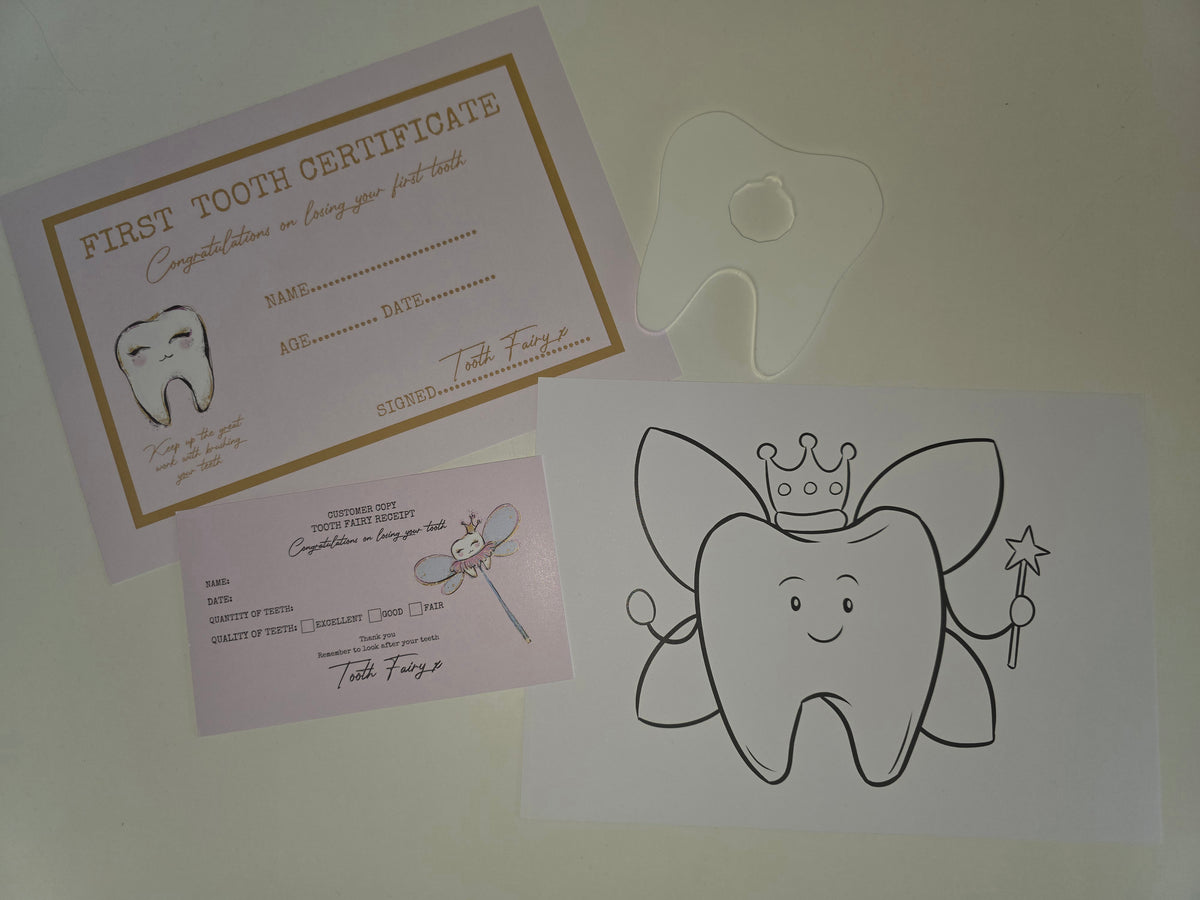 SALE - Tooth Fairy Print Set Including Coin Holder