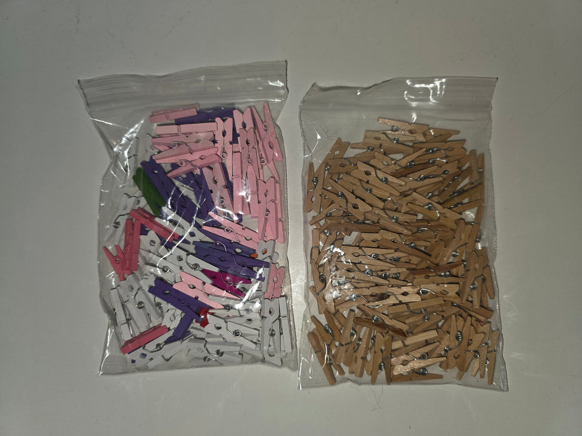 SALE - Craft Supplies, Mini Pegs, 2 x Bags Of Mini Pegs