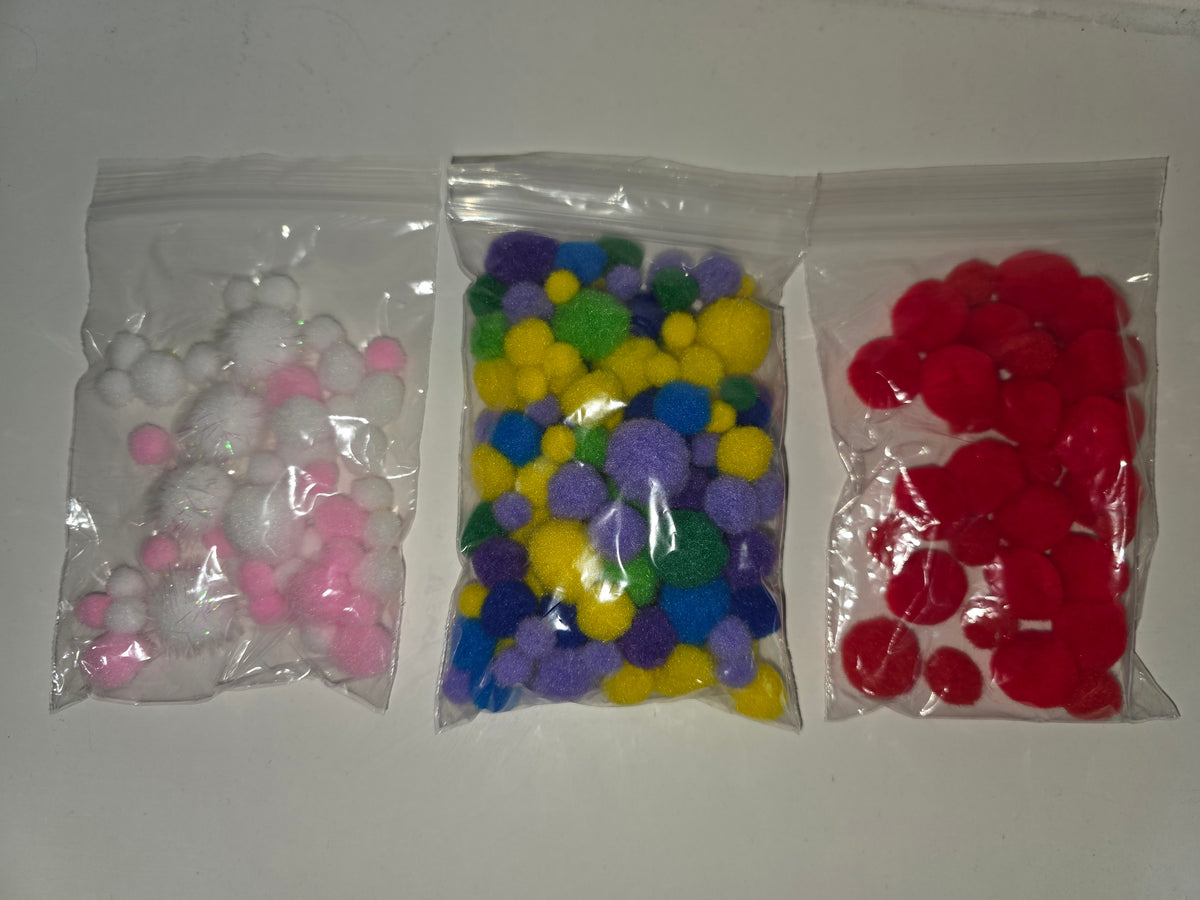 SALE - Craft Pom Poms, 3 x Bags Of Pom Poms