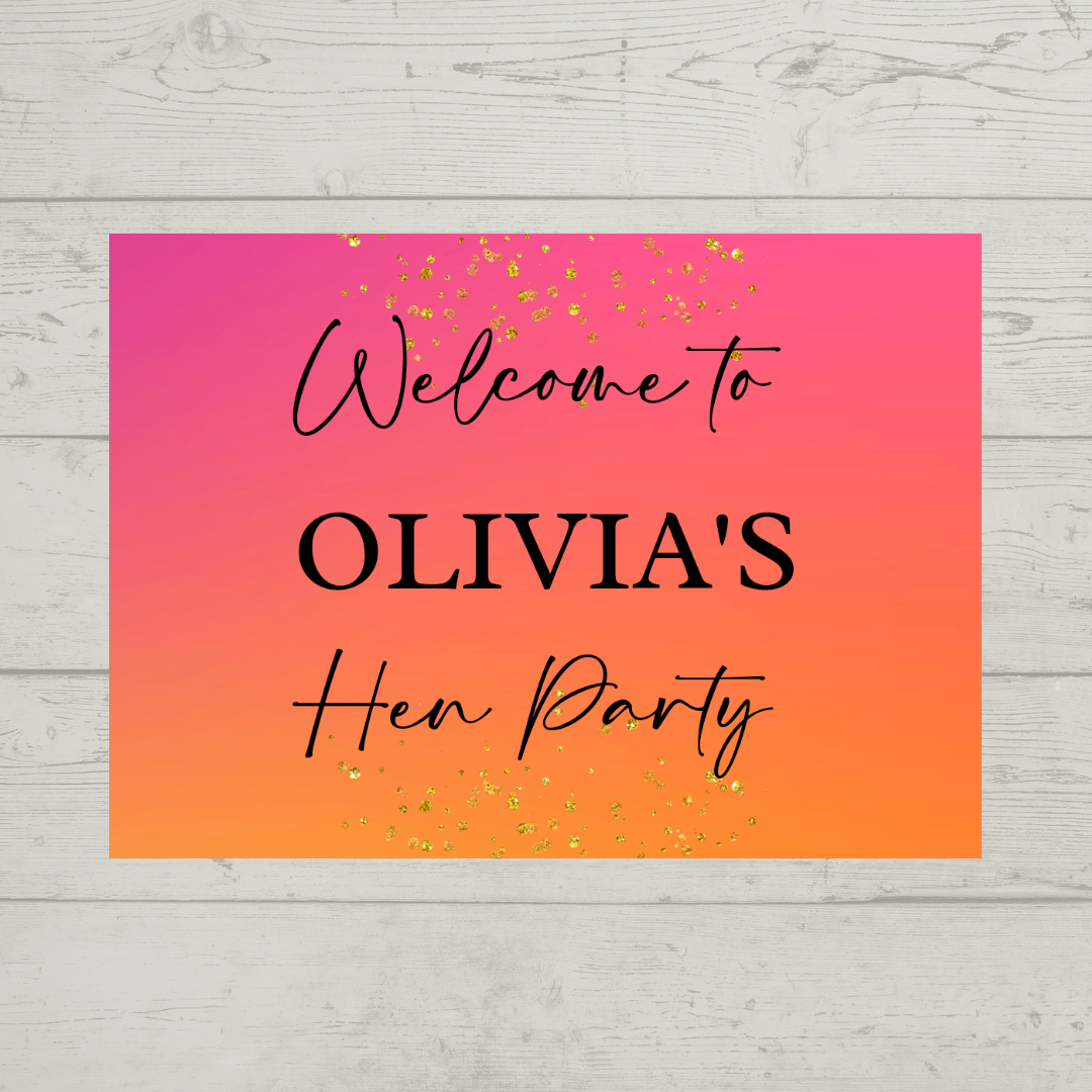 Rectangle Stickers | Pink & Orange Party Stickers | Birthday, Hen Party, Wedding, Engagement Stickers | Party Bag Stickers