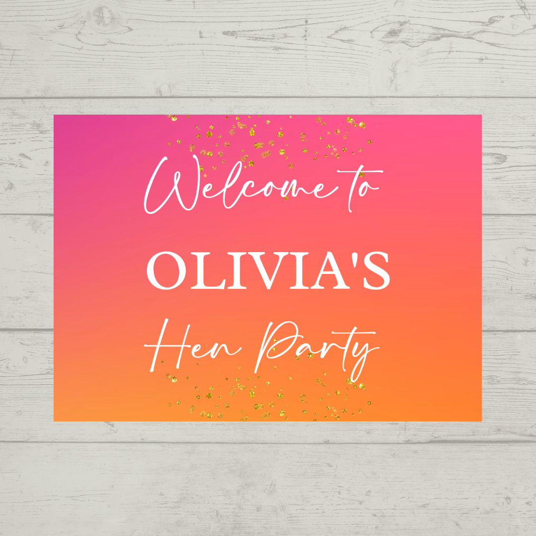 Rectangle Stickers | Pink & Orange Party Stickers | Birthday, Hen Party, Wedding, Engagement Stickers | Party Bag Stickers