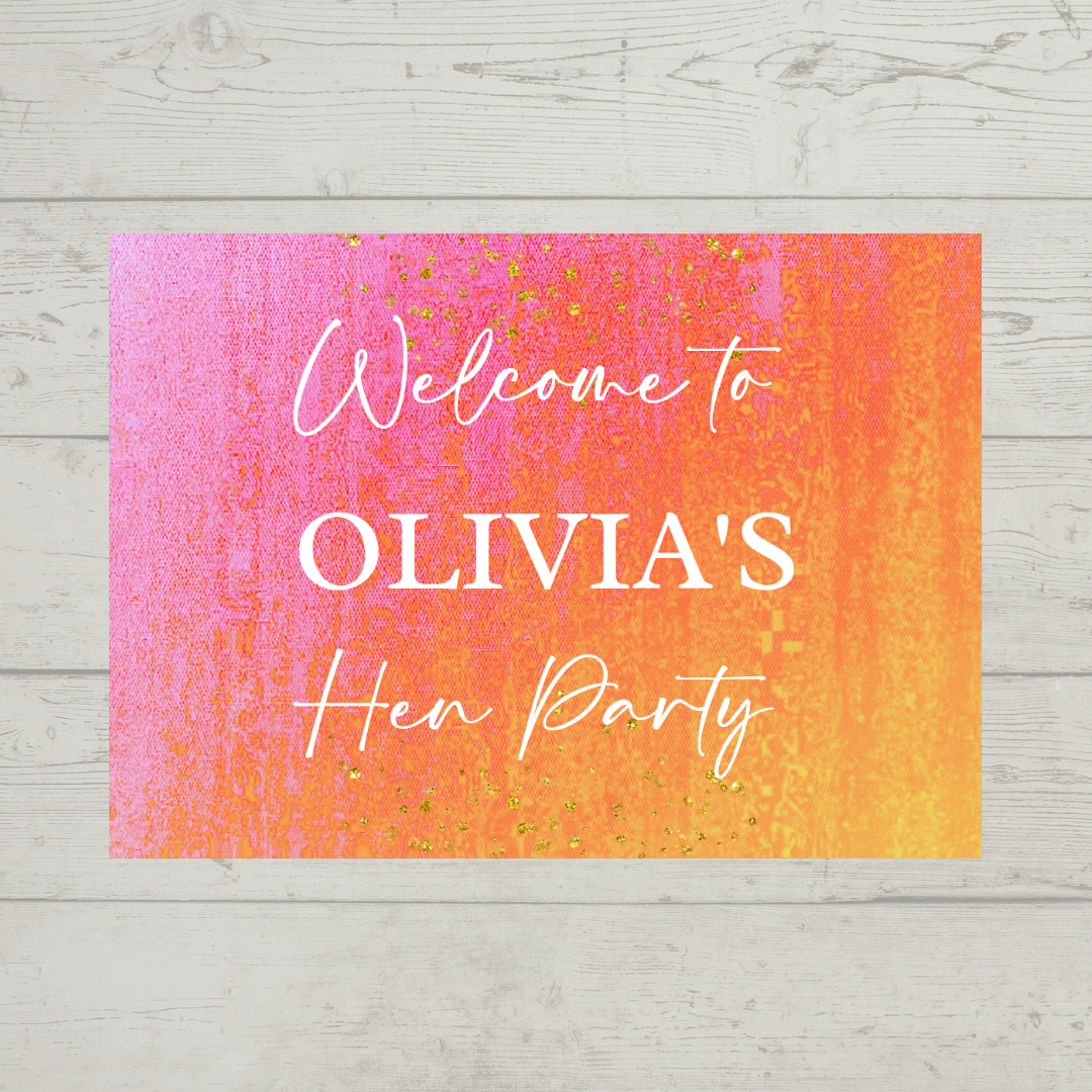 Rectangle Stickers | Pink & Orange Party Stickers | Birthday, Hen Party, Wedding, Engagement Stickers | Party Bag Stickers