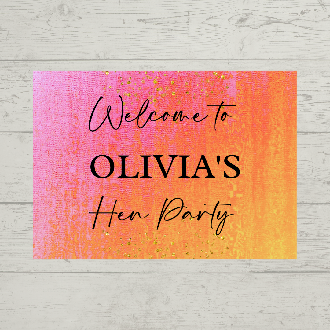 Rectangle Stickers | Pink & Orange Party Stickers | Birthday, Hen Party, Wedding, Engagement Stickers | Party Bag Stickers