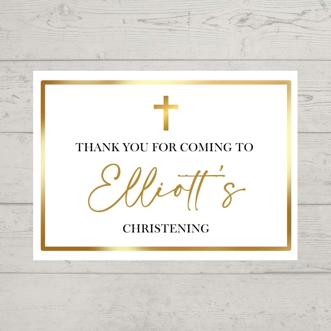 Rectangle Stickers | Gold & White Party Stickers | Birthday, Baby Shower, Christening, Wedding, Engagement Stickers | Party Bag Stickers