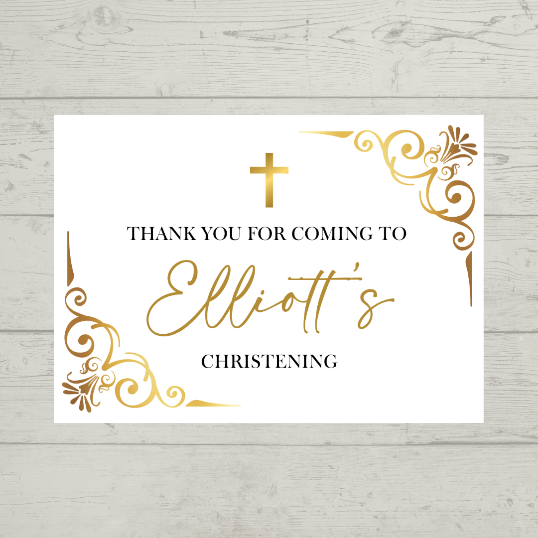 Rectangle Stickers | Gold & White Party Stickers | Birthday, Baby Shower, Christening, Wedding, Engagement Stickers | Party Bag Stickers