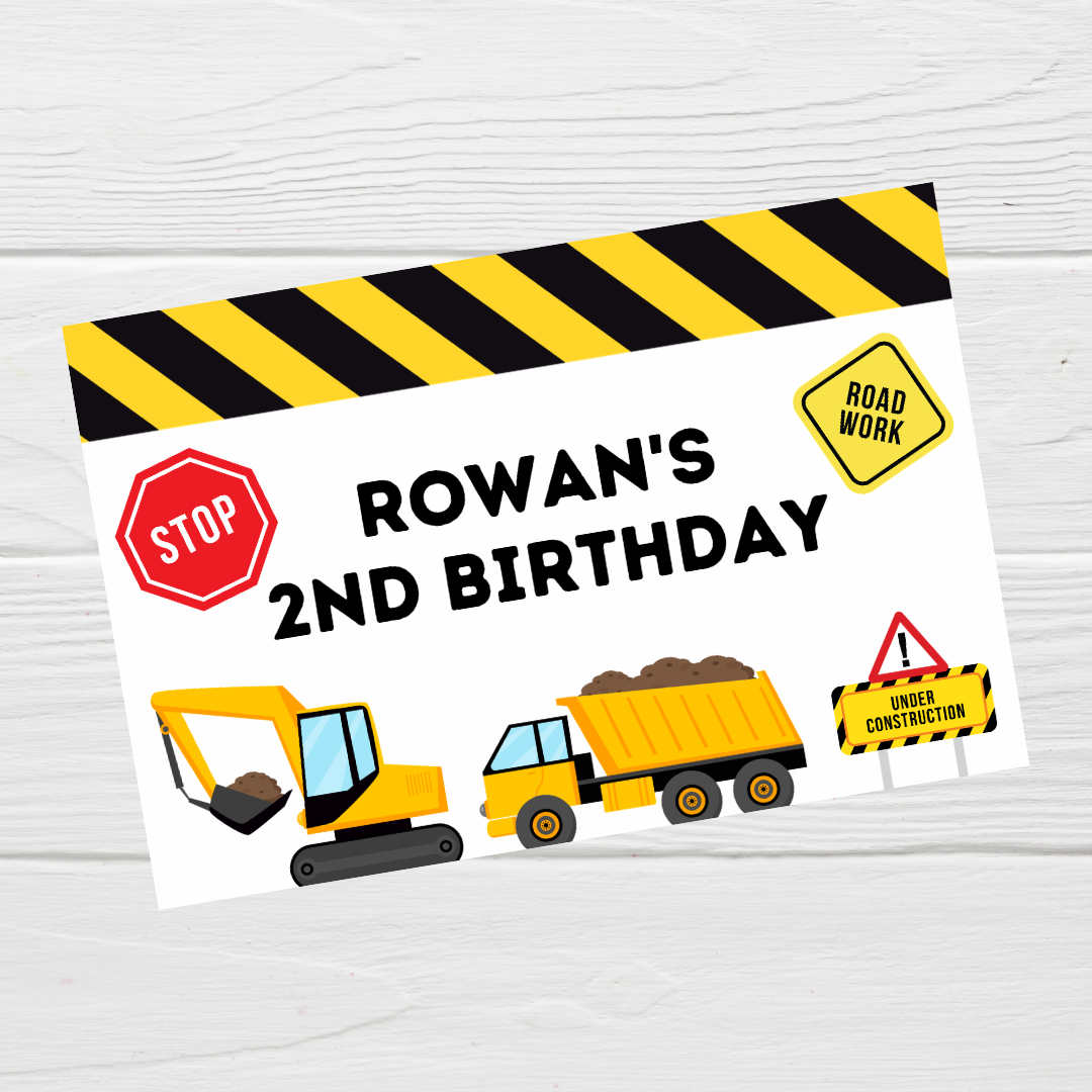 Rectangle Stickers | Construction Party Stickers | Party Bag Stickers - Dinky Designs