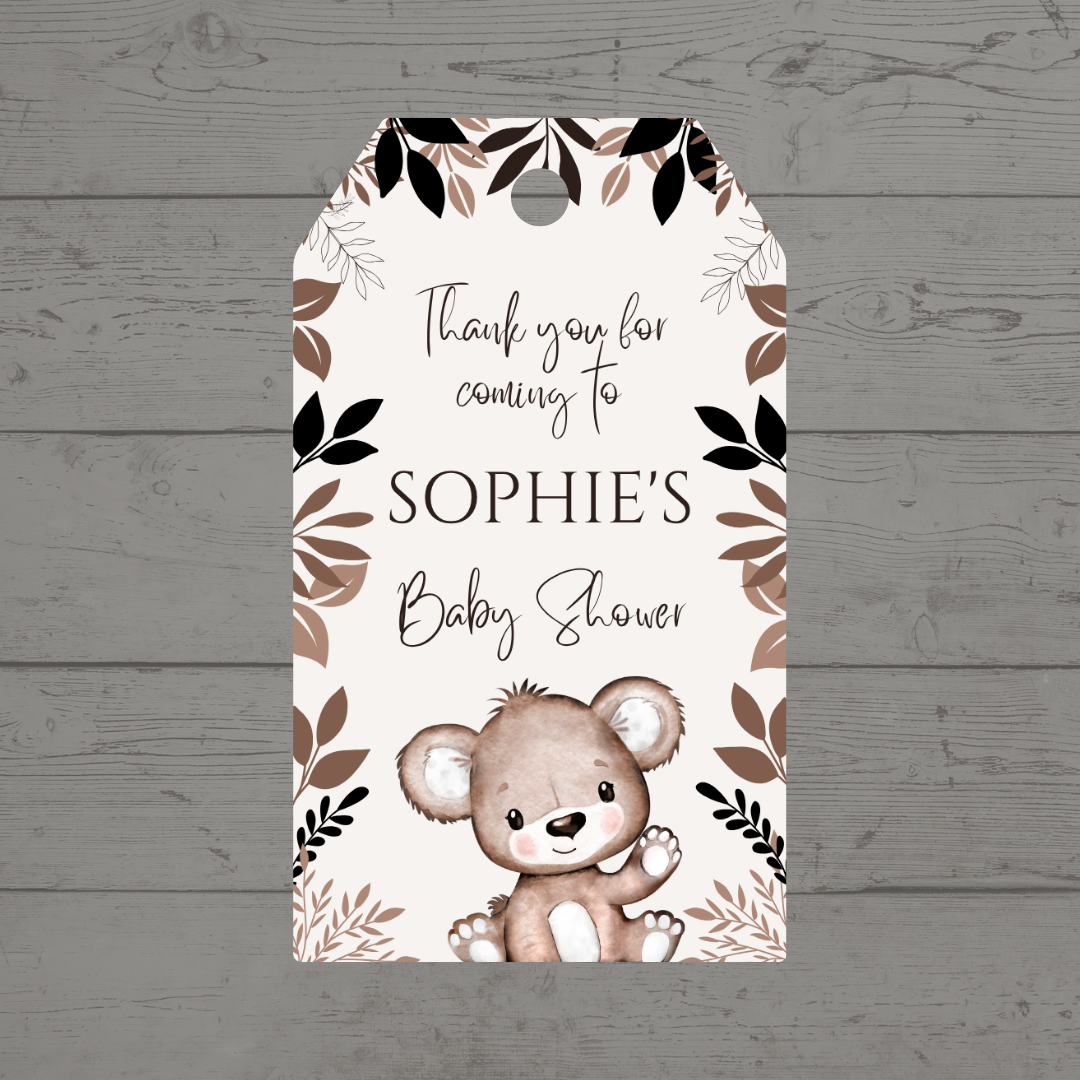 Gift Tags | Brown Neutral Teddy Bear Gift Tags | Party Tags | Party Gift Tags | Brown Neutral Teddy Bear Party Theme