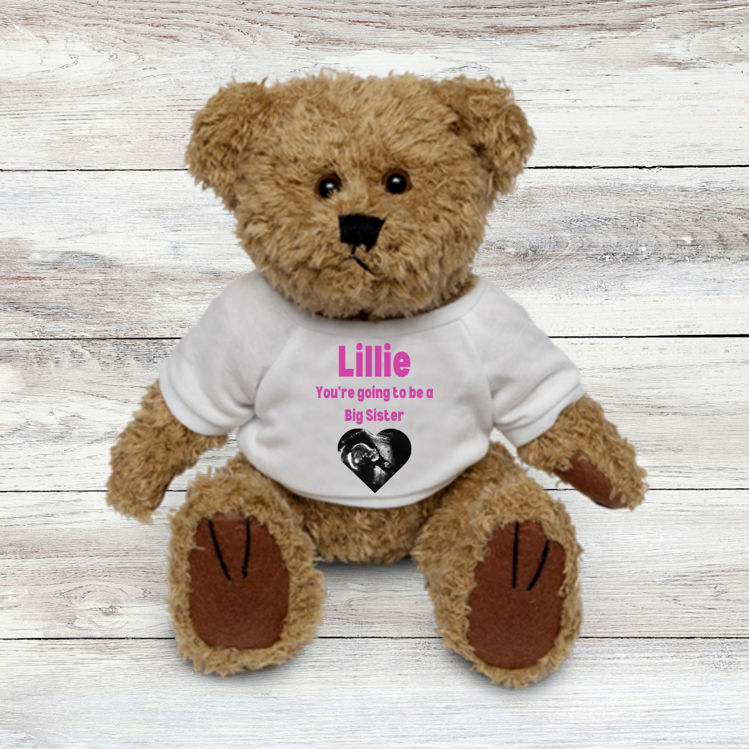 Personalised Teddy Bear | Big Sister, Big Brother Gift | Pregnancy Siblings Announcement