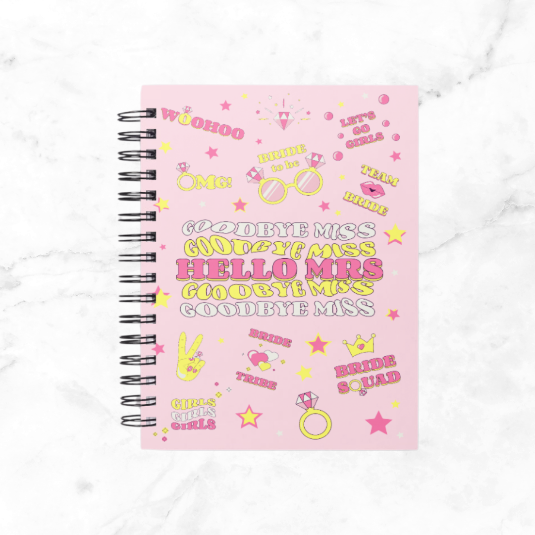Pink Yellow Wedding Notebook | Hen Party Notebook | Wedding Hen Party Planning | Notepad