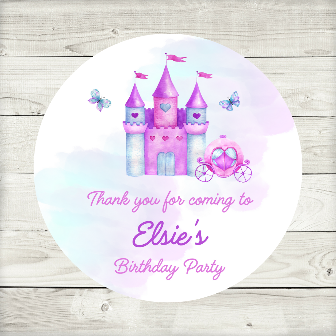 Princess Party Stickers | Various Sizes | Personalised Princess Birthday Stickers