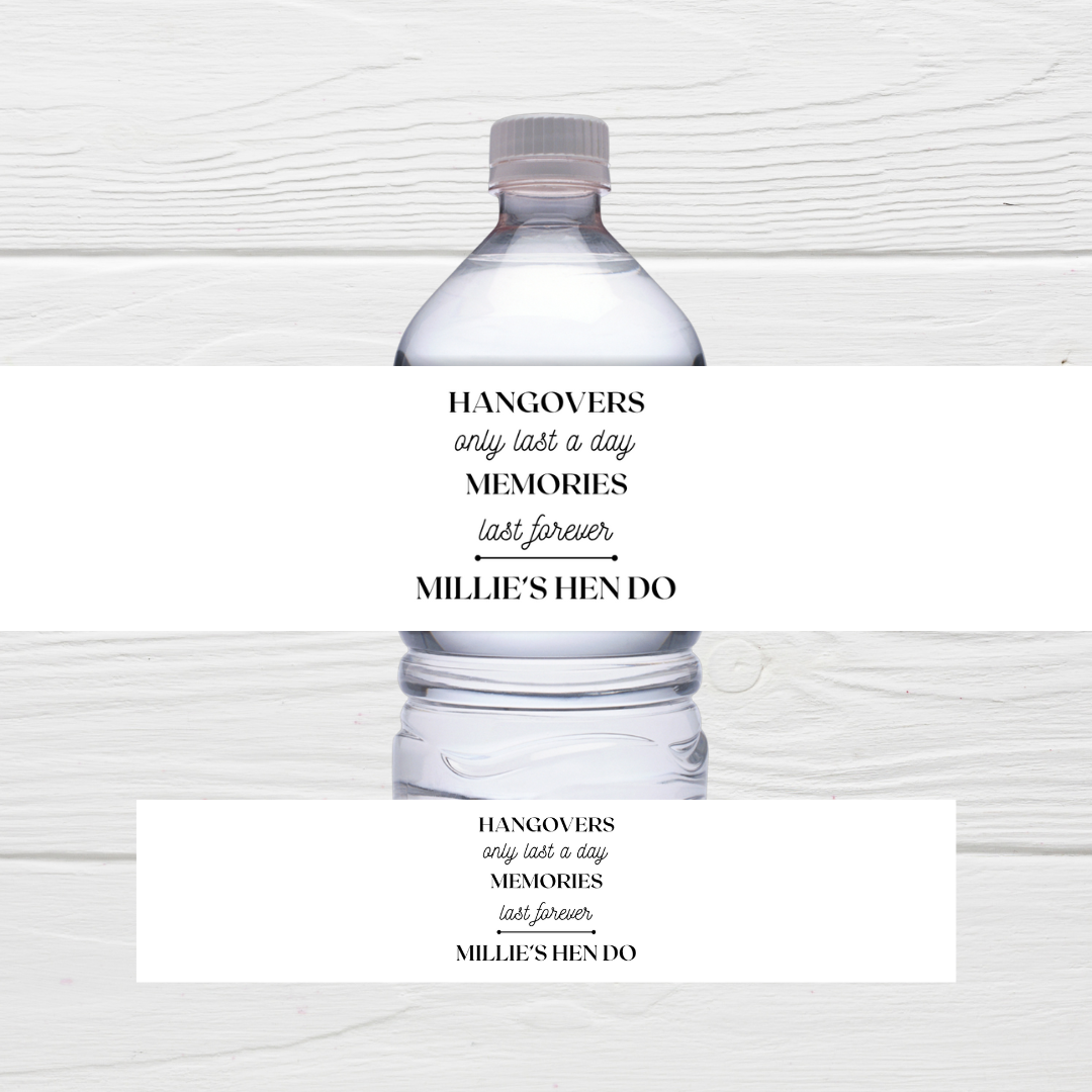 White Hen Party Water Bottle Labels | Hen Do Stickers | Hen Party Labels