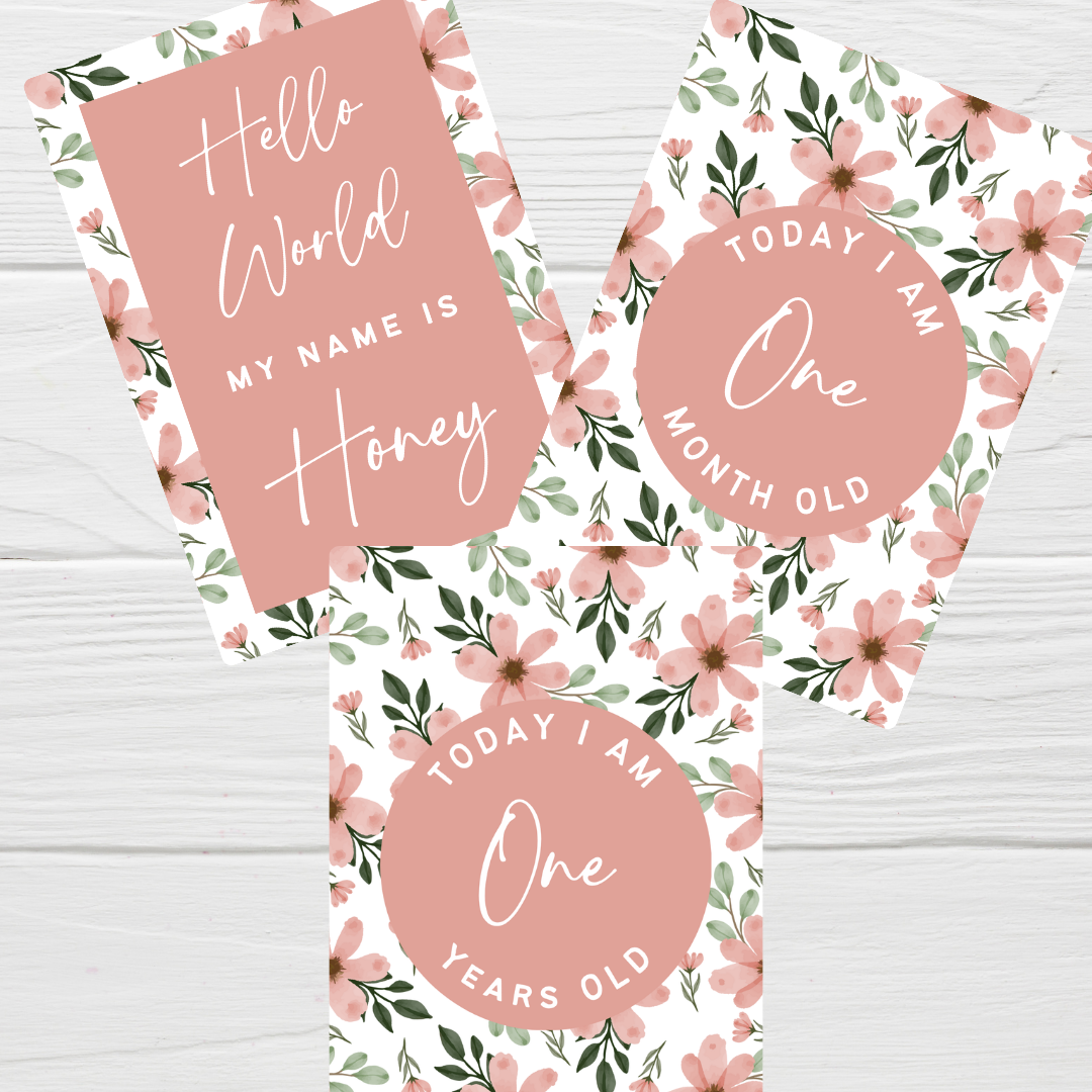Milestone Cards | A6 Baby Milestone Cards | Pink Floral Theme | New Baby Gift Idea