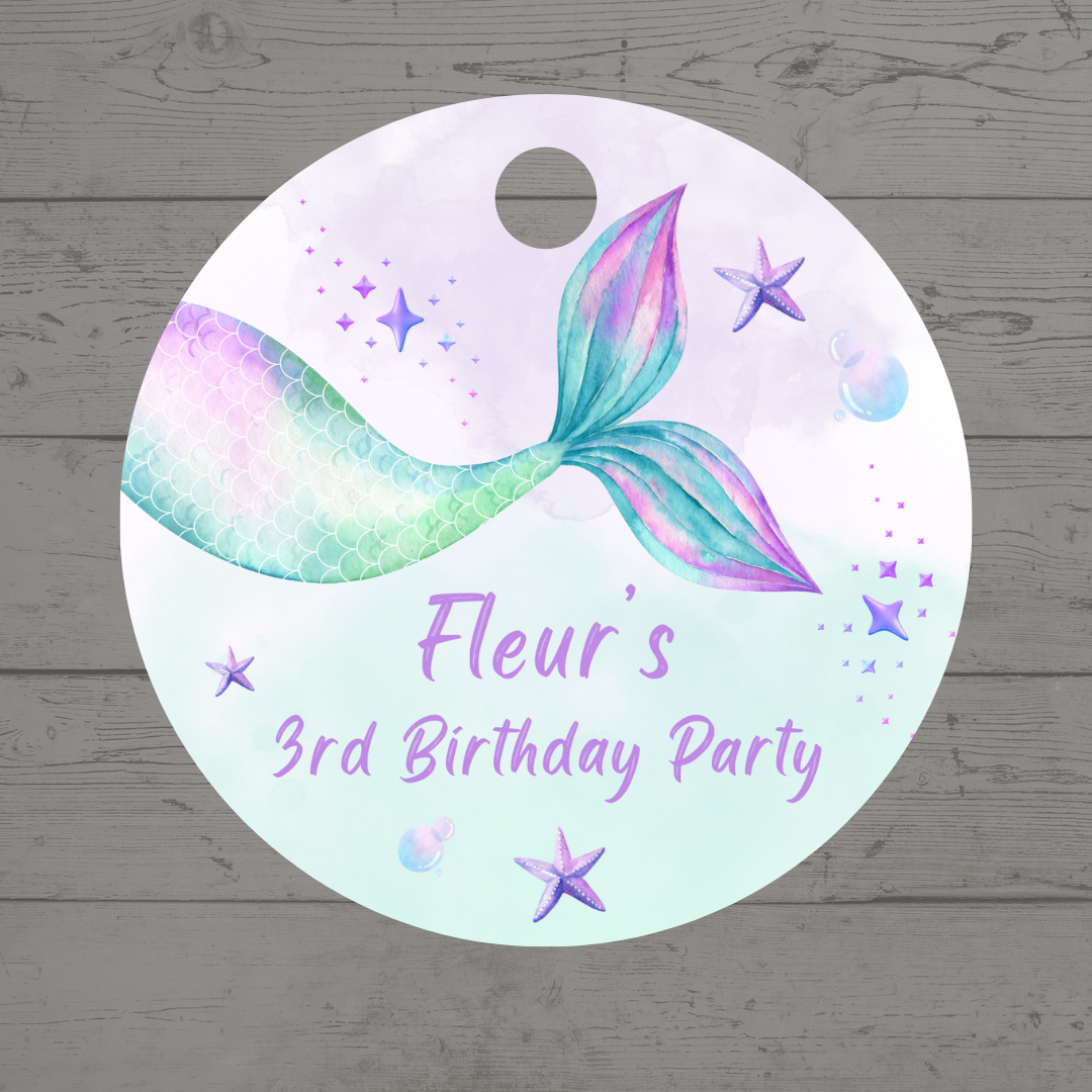Mermaid Gift Tags | Mermaid Birthday Gift Tags | Circle Gift Tags