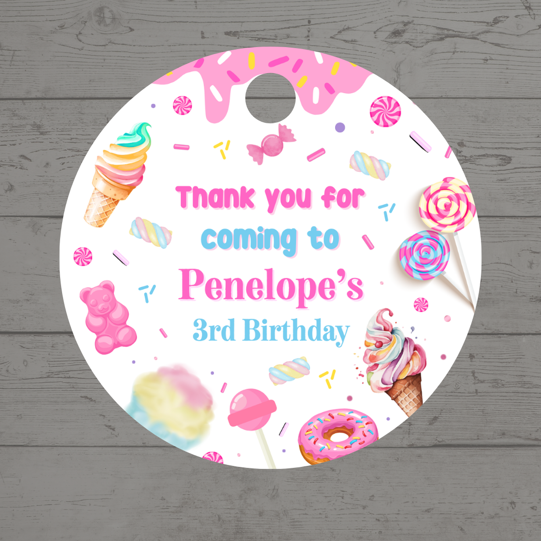 Candy Sweet Gift Tags | Candy Sweet Birthday Gift Tags | Circle Gift Tags