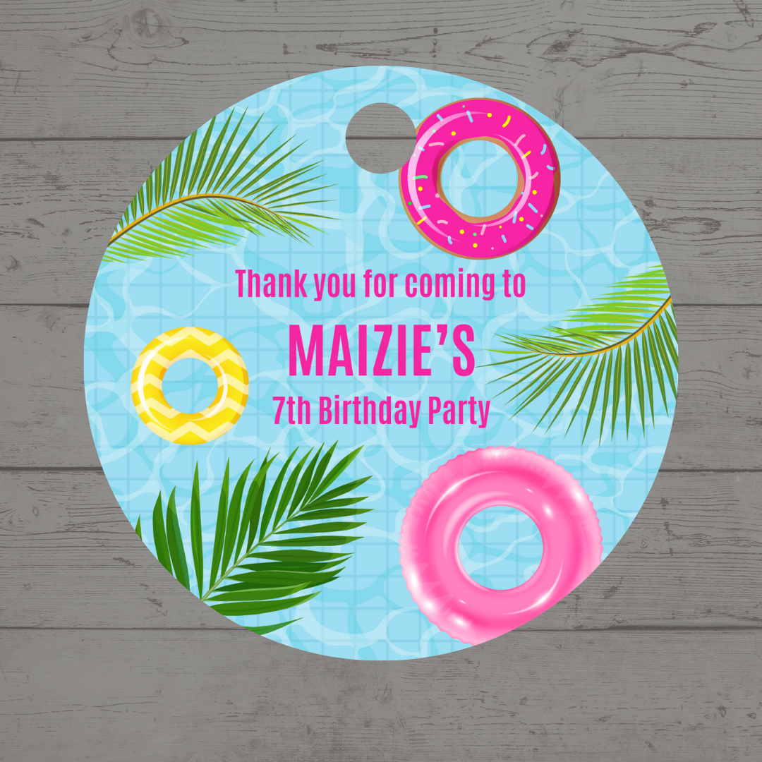 Pool Party Gift Tags | Pool Party Birthday Gift Tags | Circle Gift Tags