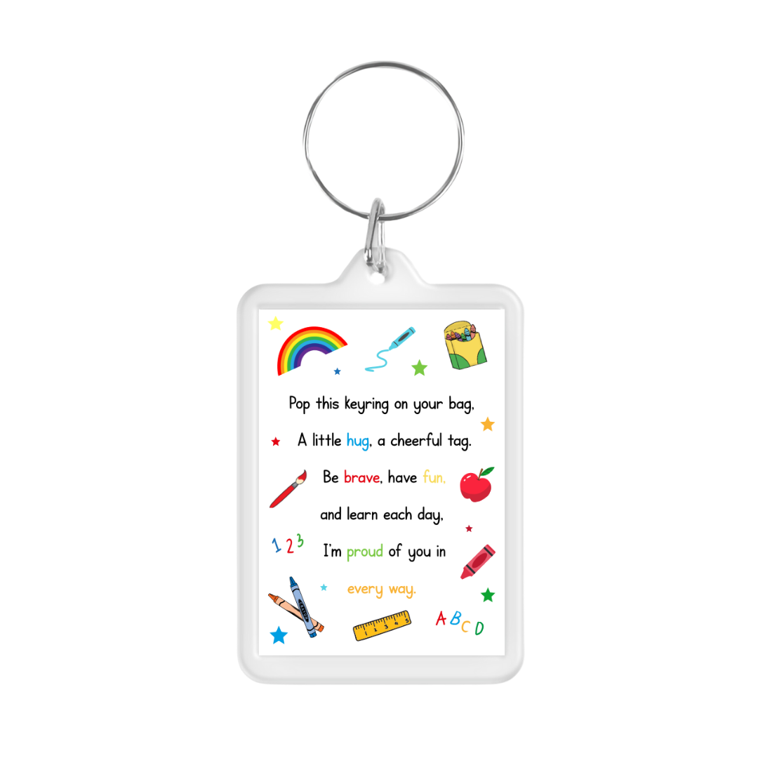 Keyring Gift | First Day At School | Back To School Gift | Quote Poem Keyring