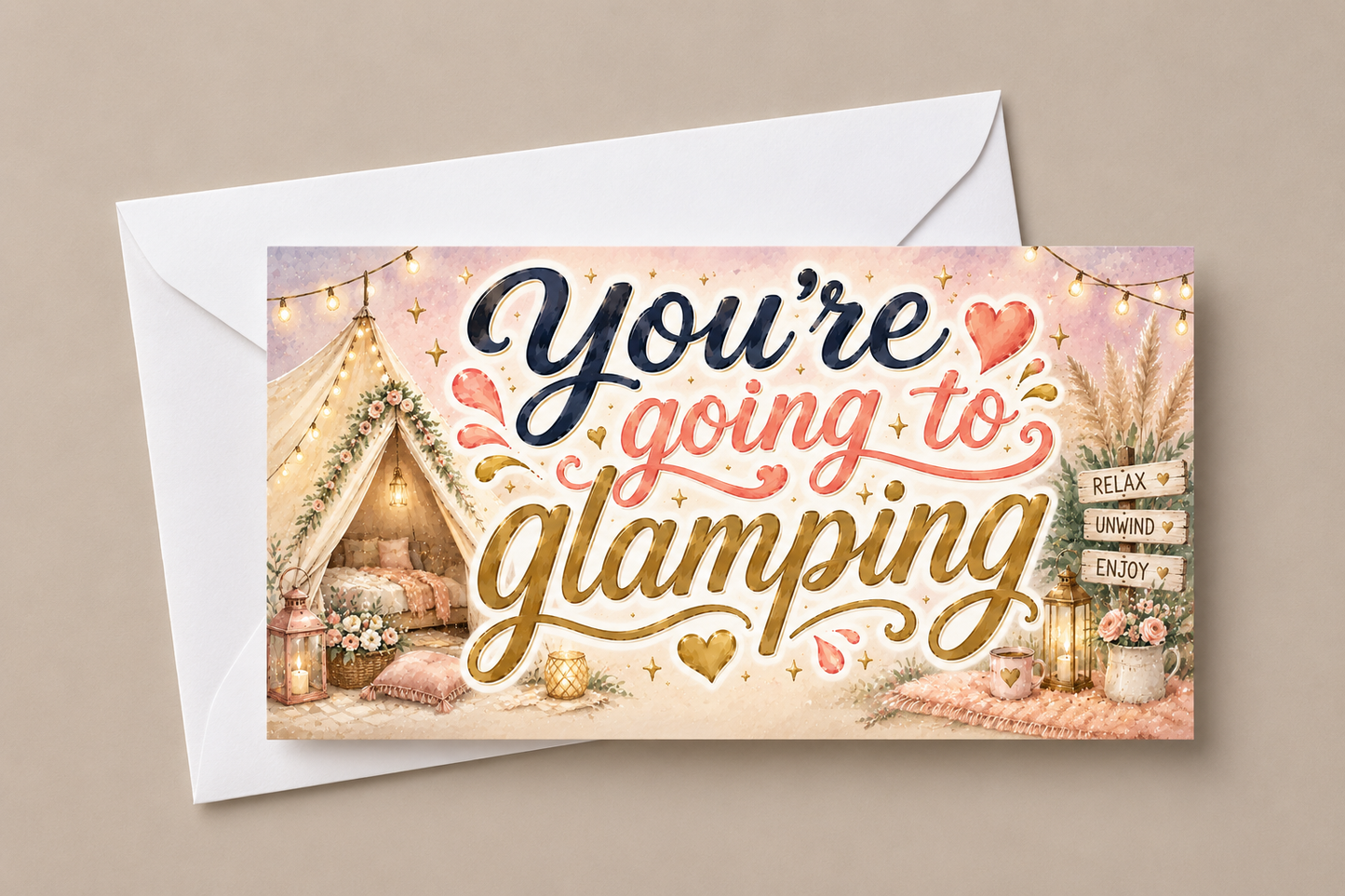 Surprise Ticket Print | You're Going Glamping Ticket Pass Voucher Membership | Gift Idea