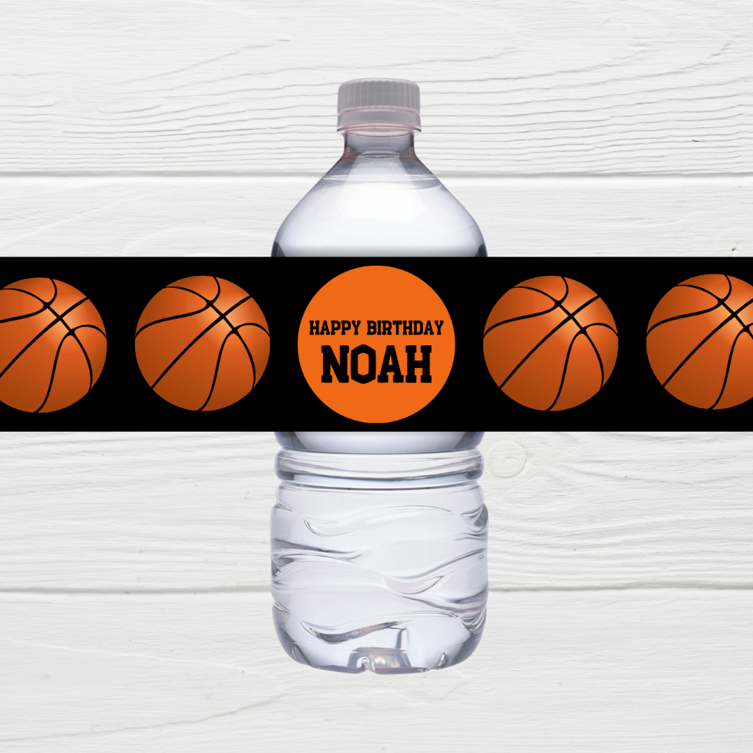 Juice Bottle Labels | Basketball Theme Labels | Water Bottle Stickers | Basketball Party | Party Stickers (Design 1)