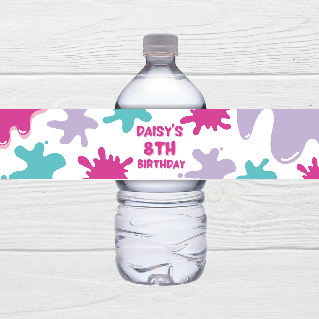 Juice Bottle Labels | Pink Purple Slime Theme Labels | Water Bottle Stickers | Slime Party | Party Stickers