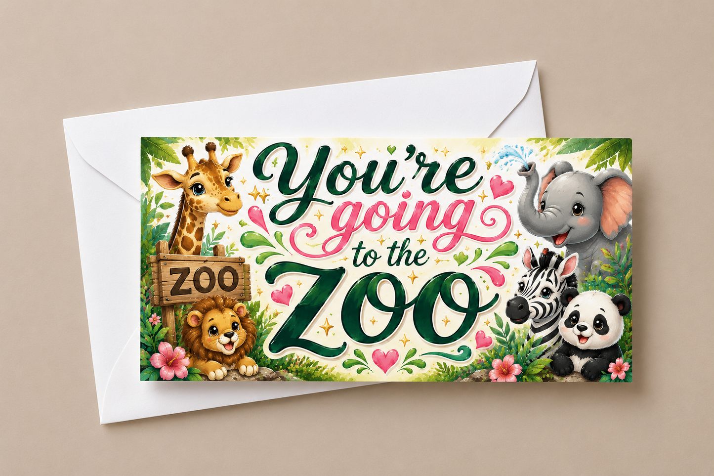 Surprise Ticket Print | You're Going To The Zoo | Ticket Pass Voucher Membership | Gift Idea