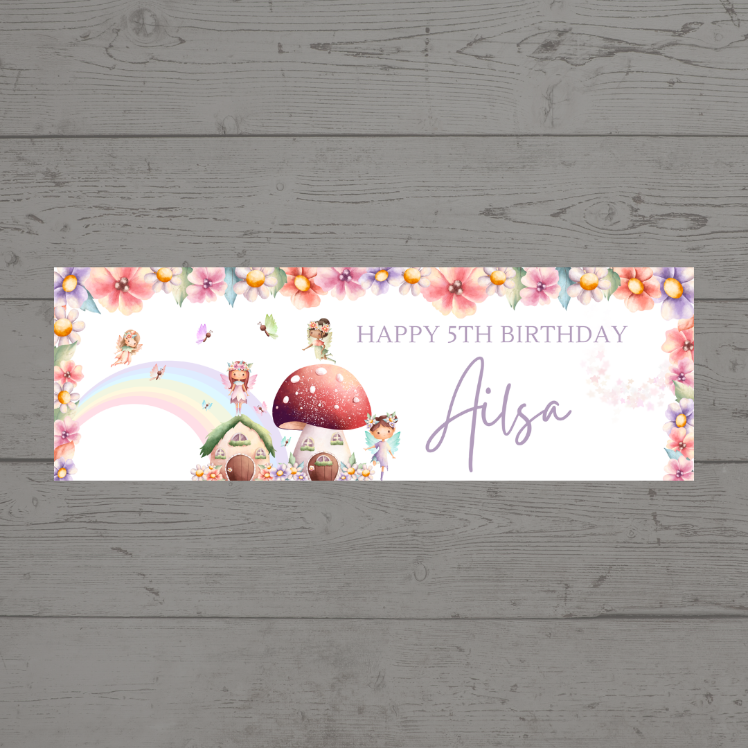 Fairy Photo Banner | Personalised Party Banner | Fairy Theme - Dinky Designs
