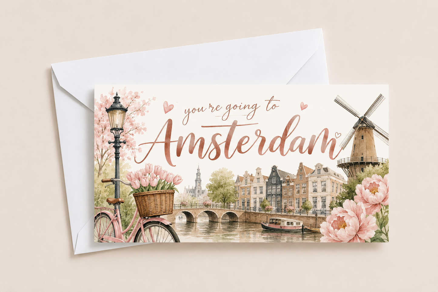 Surprise Ticket Print | You're Going To Amsterdam | Ticket Pass Voucher Membership | Gift Idea - Dinky Designs
