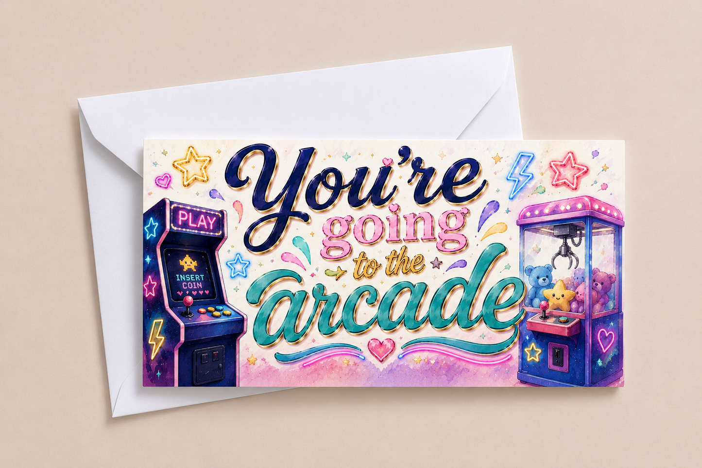 Surprise Ticket Print | You're Going To The Arcade | Ticket Pass Voucher Membership | Gift Idea - Dinky Designs