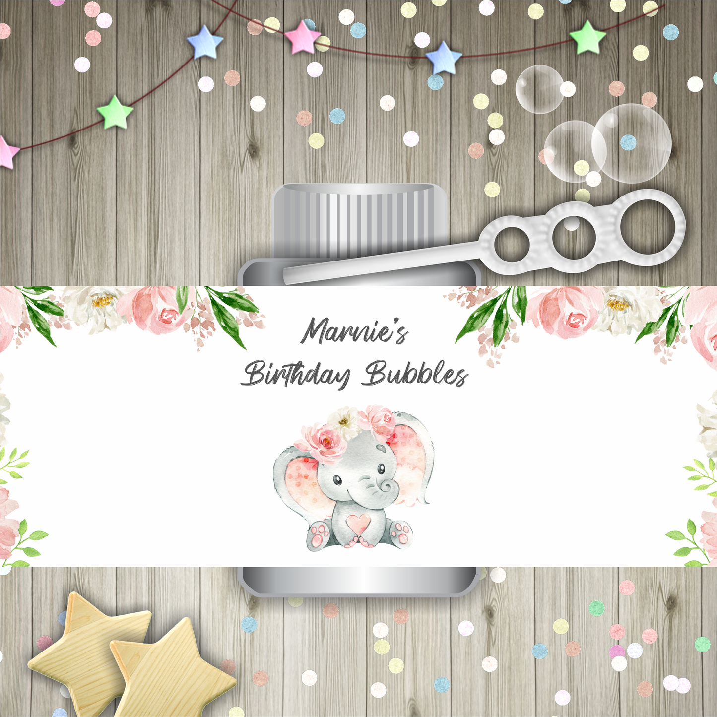 Bubble Wrapper Sticker Labels | Floral Elephant Bubble Labels | Bubble Stickers | Bubble Party Favours | Party Stickers