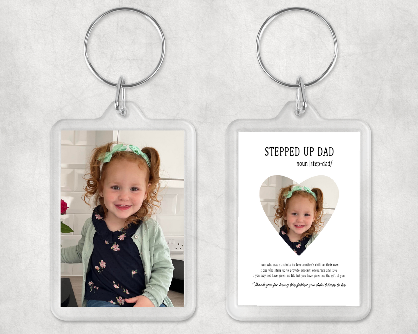 Keyring Gift | Stepped Up Dad | Step Dad Gift | Photo Image Keyring | Fathers Day Gift Idea