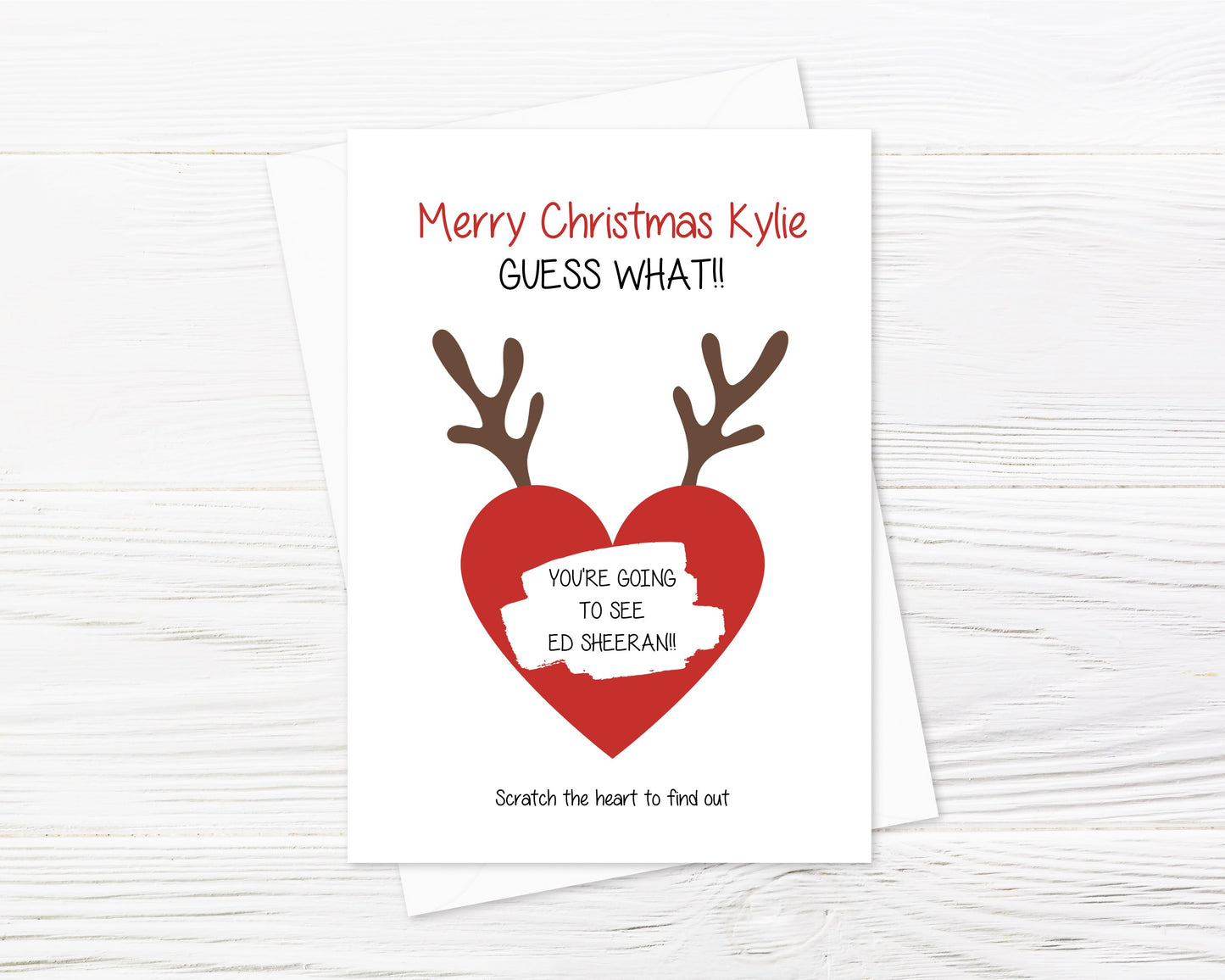 Christmas Scratch Card | Reindeer Antler Surprise Card | Scratch Reveal Surprise Card