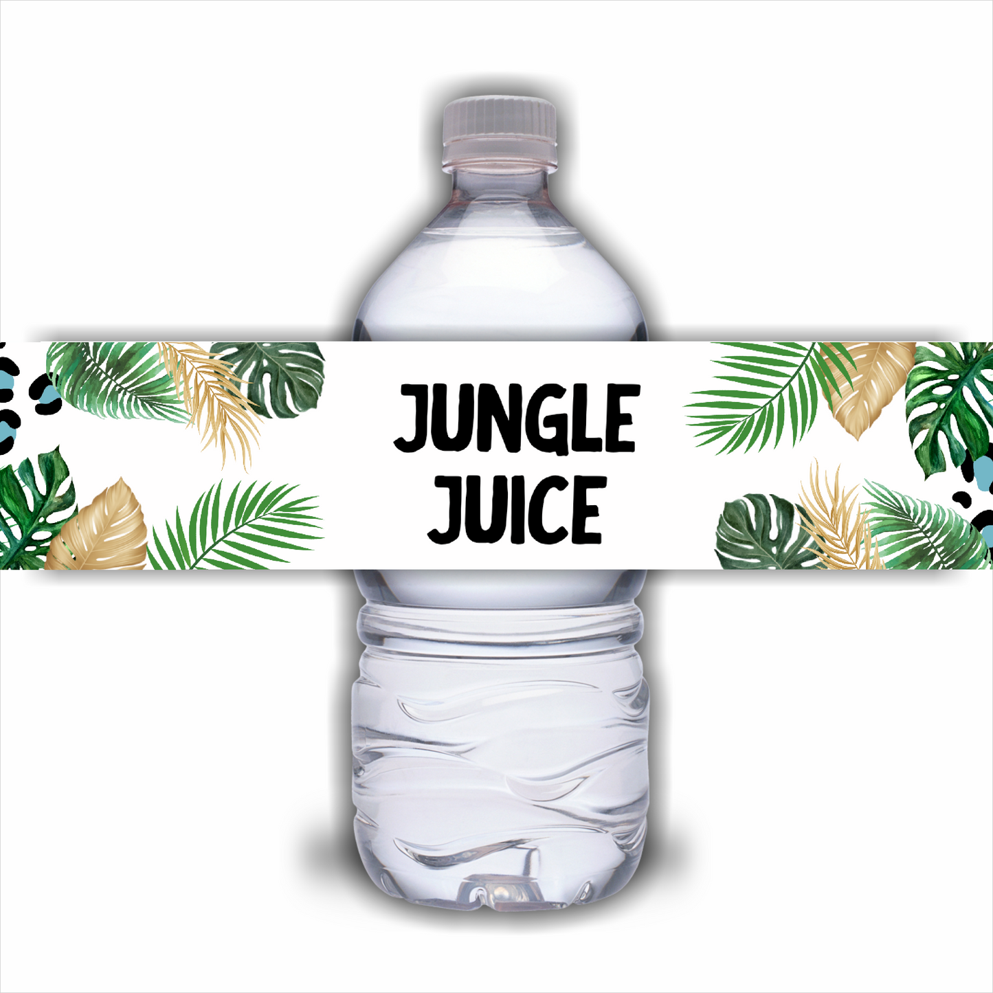 Personalised Juice Bottle Labels | Safari Jungle Leaf Party Juice Labels | Water Bottle Stickers | Safari Jungle Party | Party Stickers