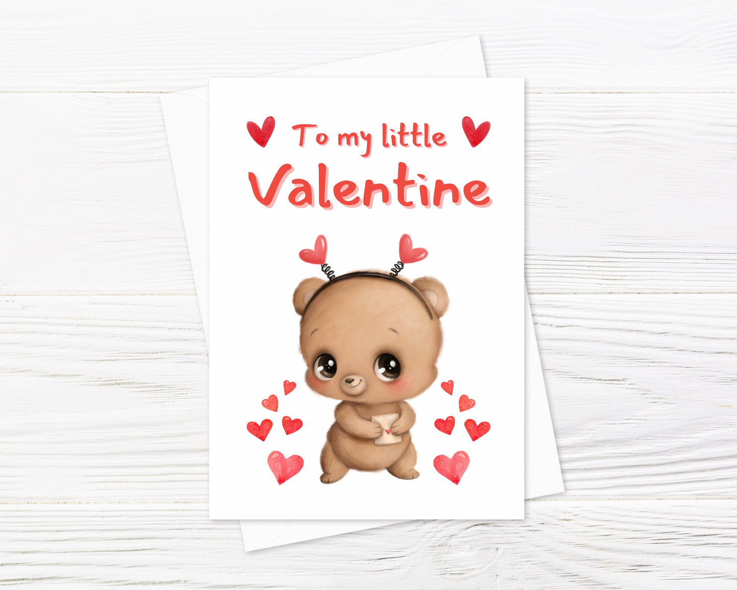 Children's Valentine Card | To My Little Valentine | Cute Bear Card