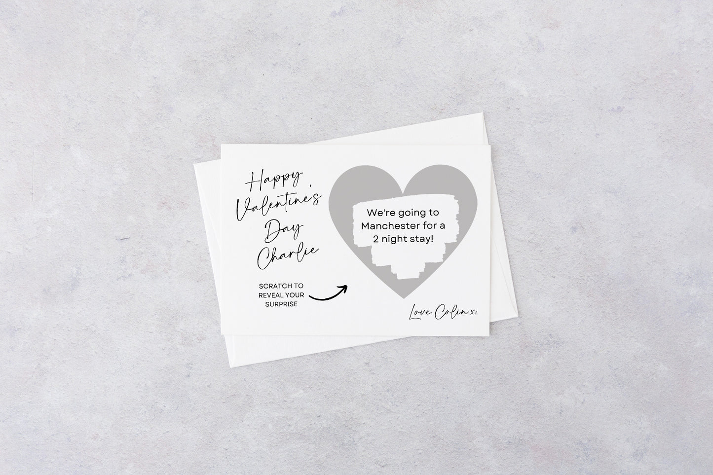 A6 Silver Grey Surprise Ticket Print | Personalised Valentine Ticket | Valentine Scratch Reveal | Gift Idea