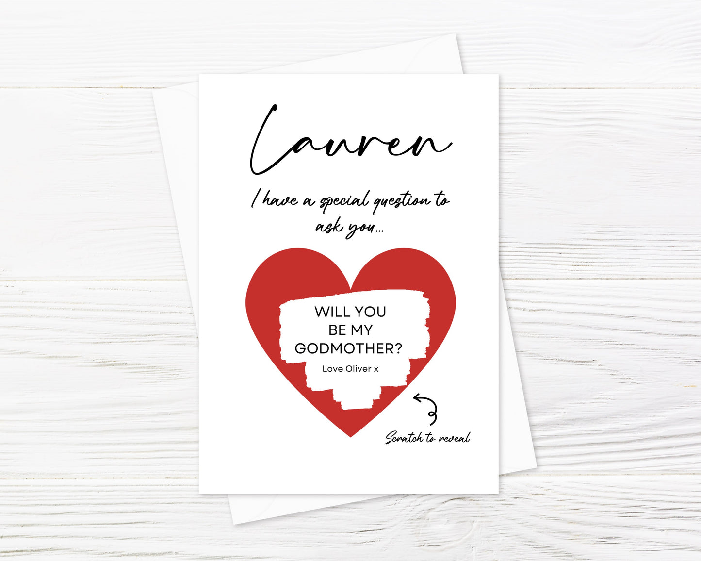 Red Scratch Card | Surprise Card | Godmother - Godfather Scratch Reveal Card