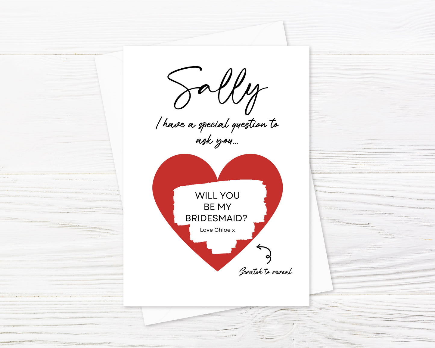 Red Scratch Card | Surprise Card | Bridesmaid Scratch Reveal Card