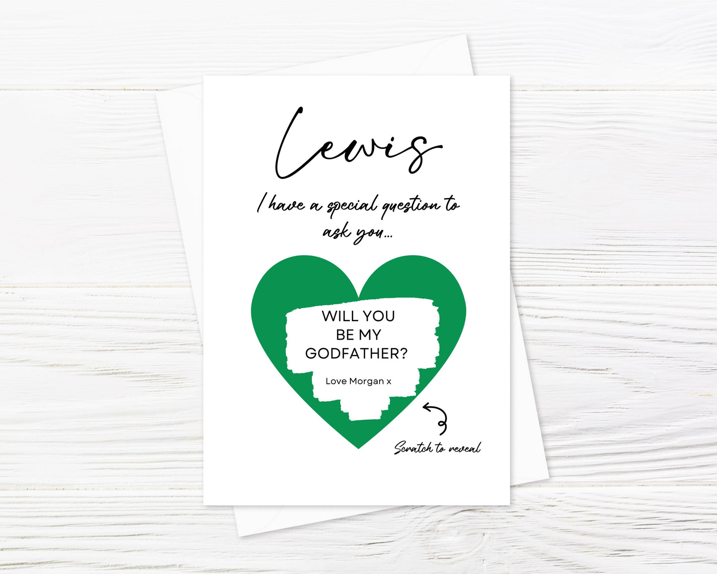 Green Scratch Card | Surprise Card | Godmother - Godfather Scratch Reveal Card