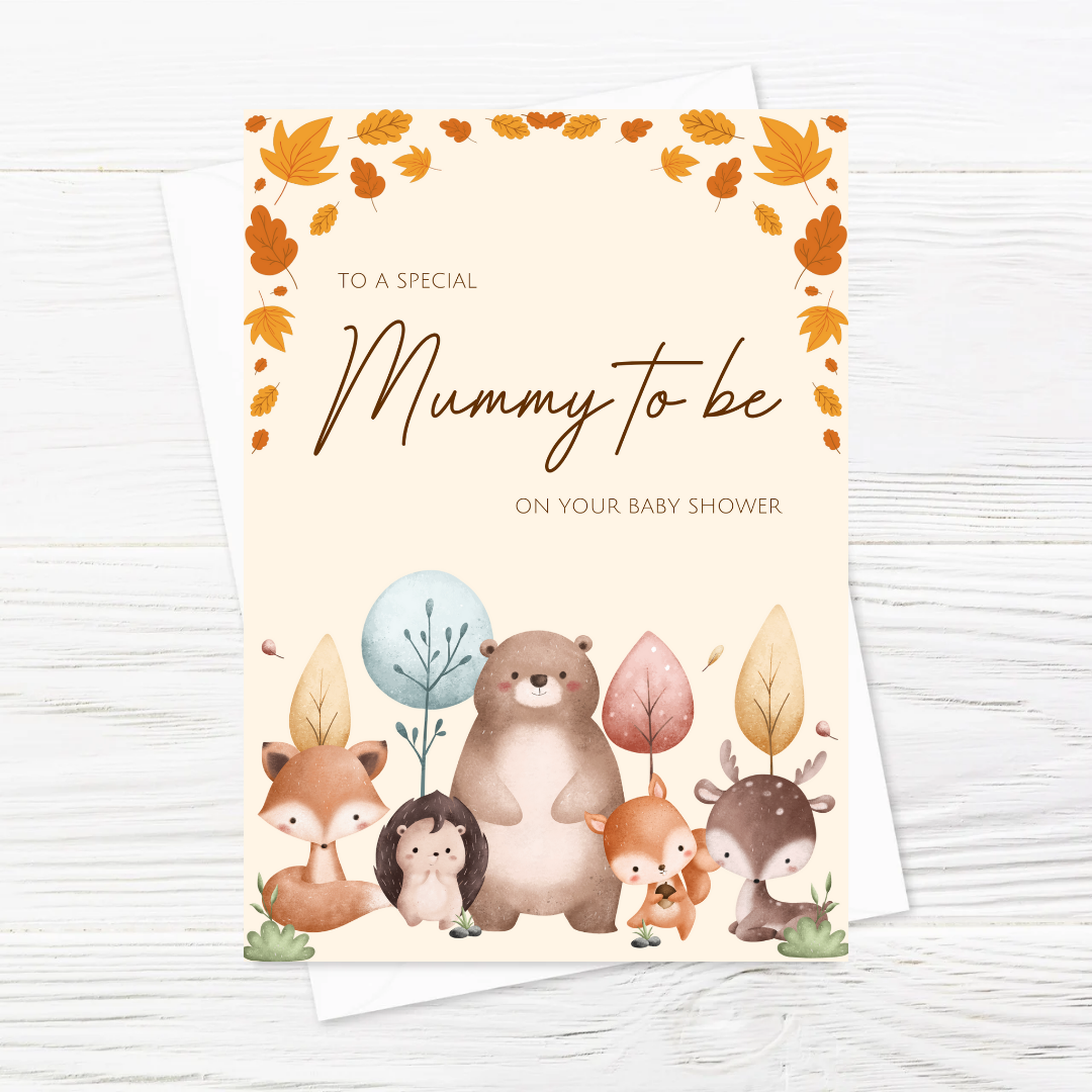 Baby Shower Card | Woodland Animal Baby Shower Card | New Baby Card