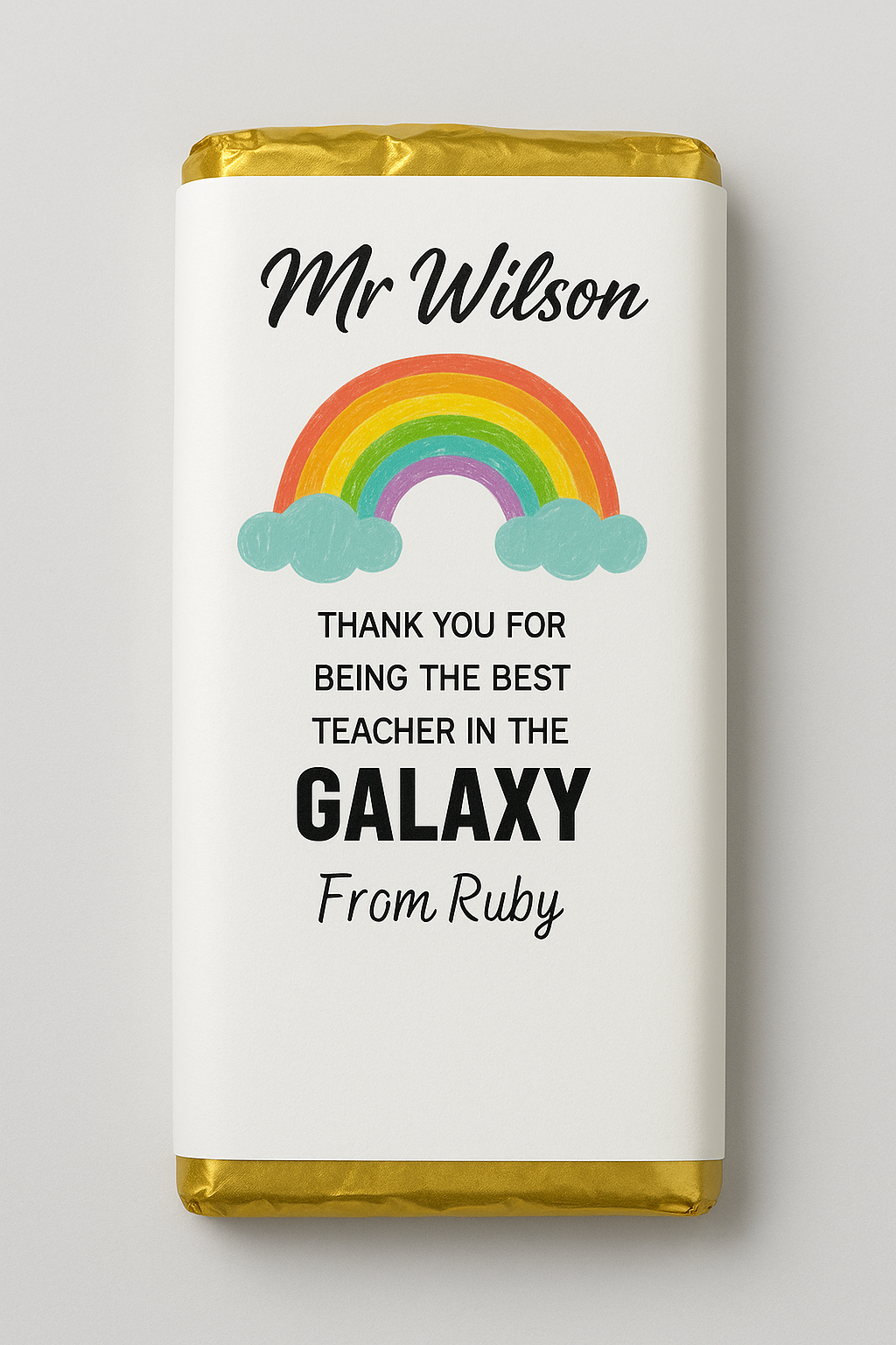 Rainbow Teacher Chocolate Wrapper Sticker | Chocolate Wrapper Label | Teacher Gift