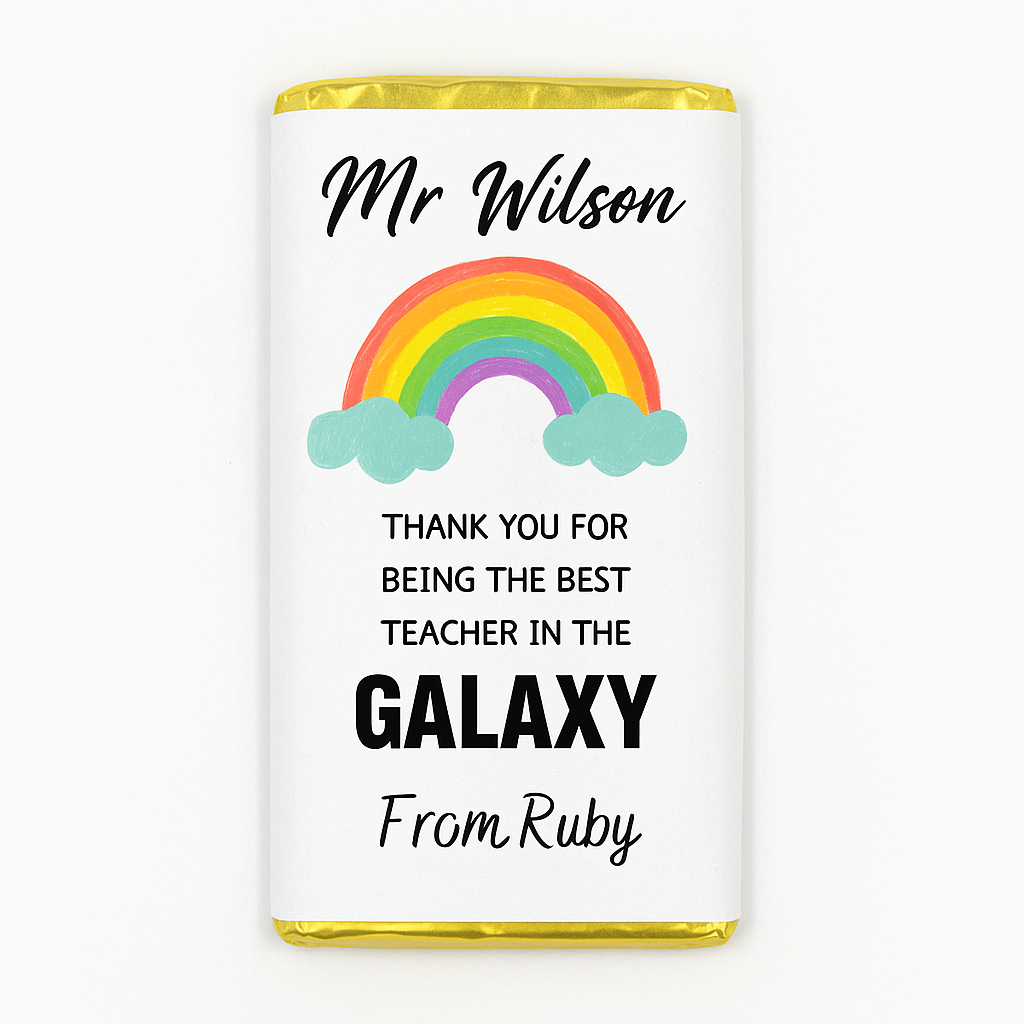Rainbow Teacher Chocolate Wrapper Sticker | Chocolate Wrapper Label | Teacher Gift