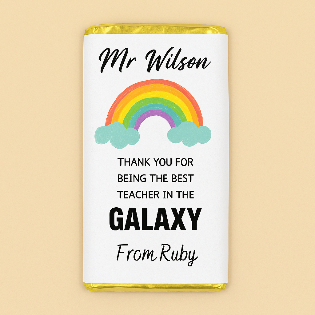 Rainbow Teacher Chocolate Wrapper Sticker | Chocolate Wrapper Label | Teacher Gift