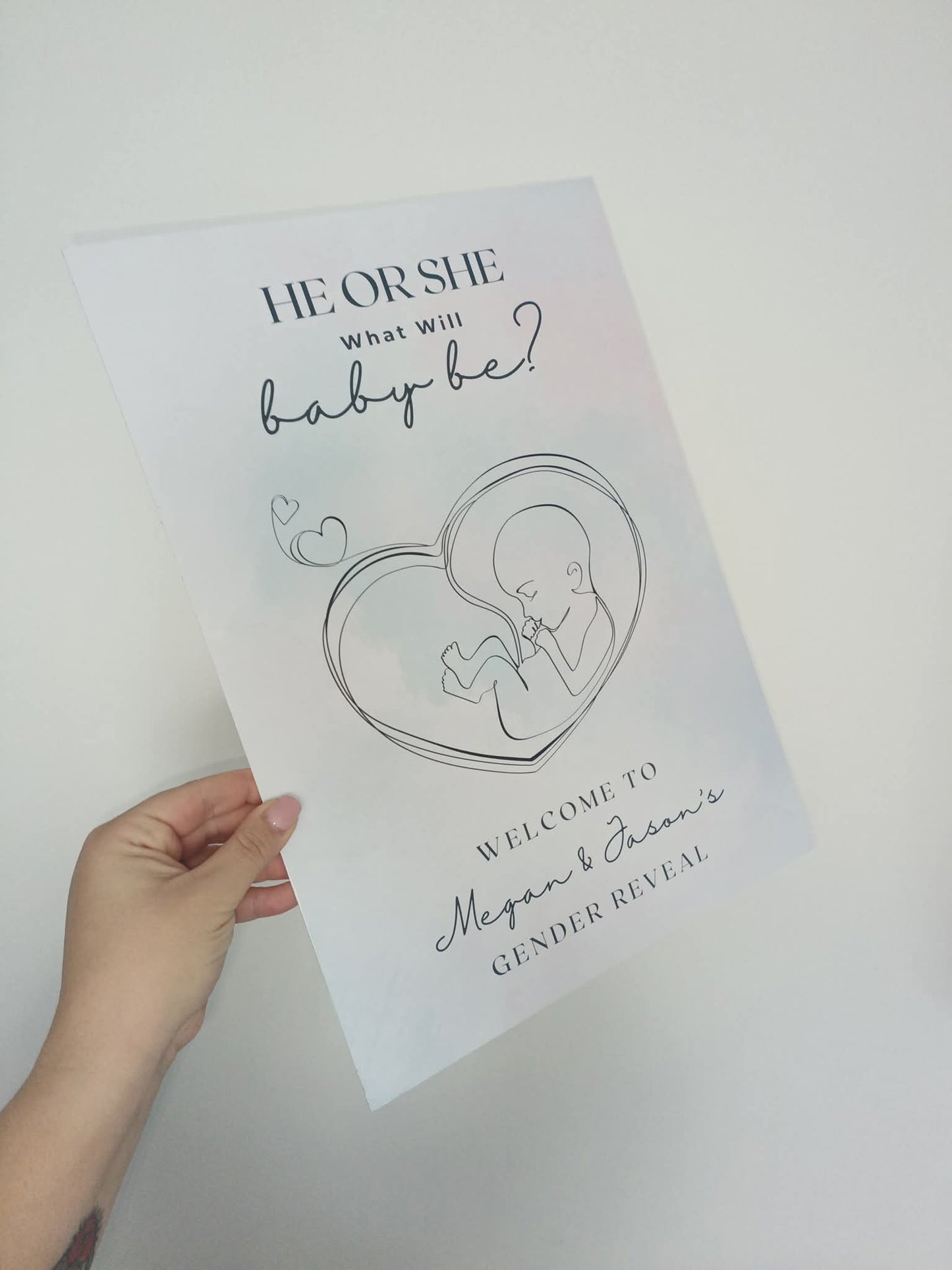 Pink Blue Baby Gender Reveal Welcome Board Sign | Personalised Gender Reveal Board | Party Sign | A4, A3, A2