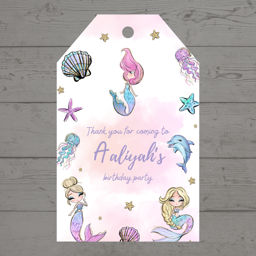 Mermaid Gift Tags | Mermaid Birthday Gift Tags | Circle Gift Tags | Mermaid Party Favours - Dinky Designs