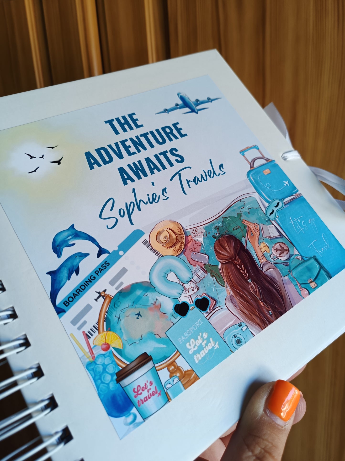 Personalised Travel Scrapbook | Blue Travel Scrapbook | Personalised Travel Gift