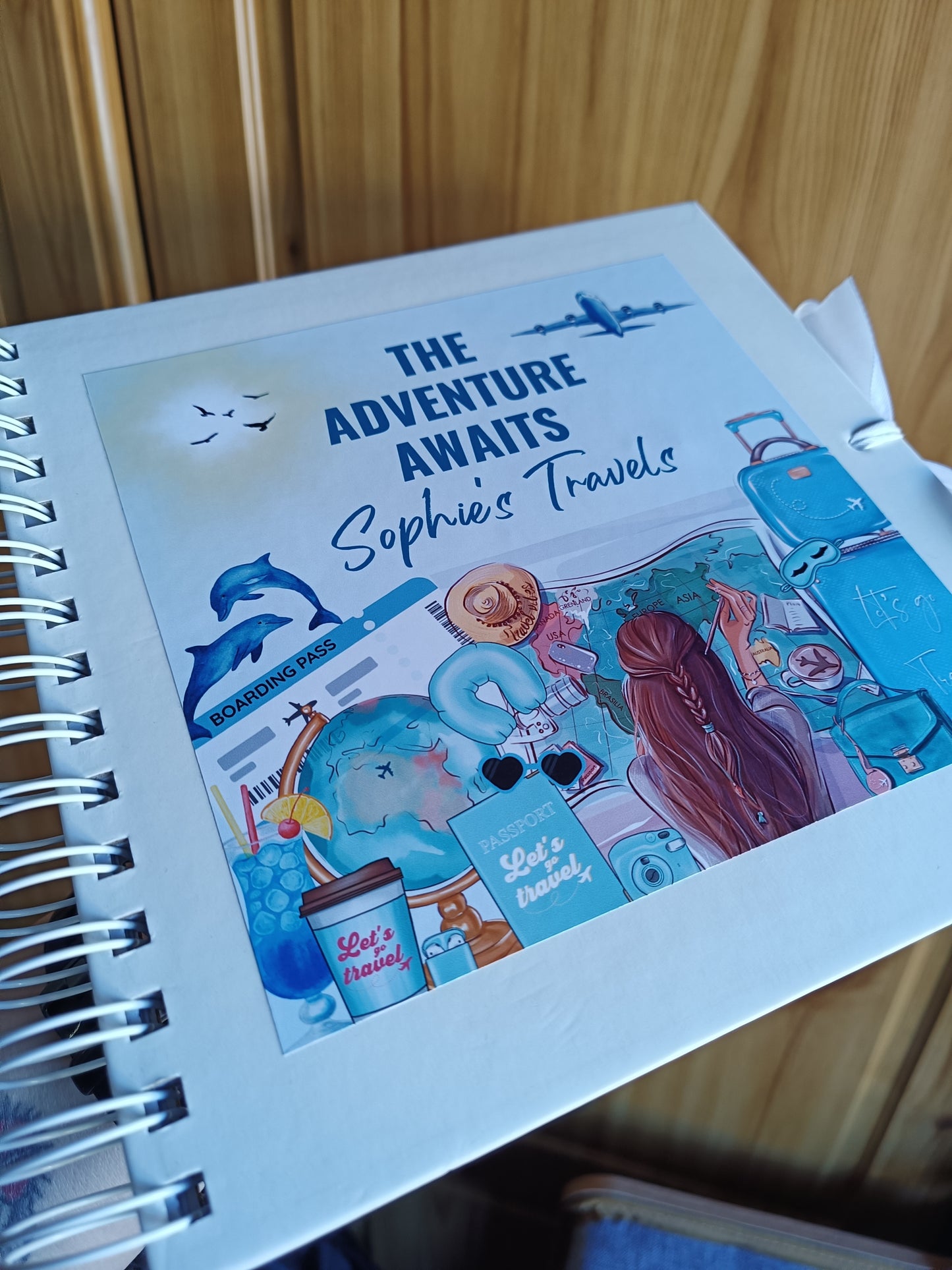 Personalised Travel Scrapbook | Blue Travel Scrapbook | Personalised Travel Gift