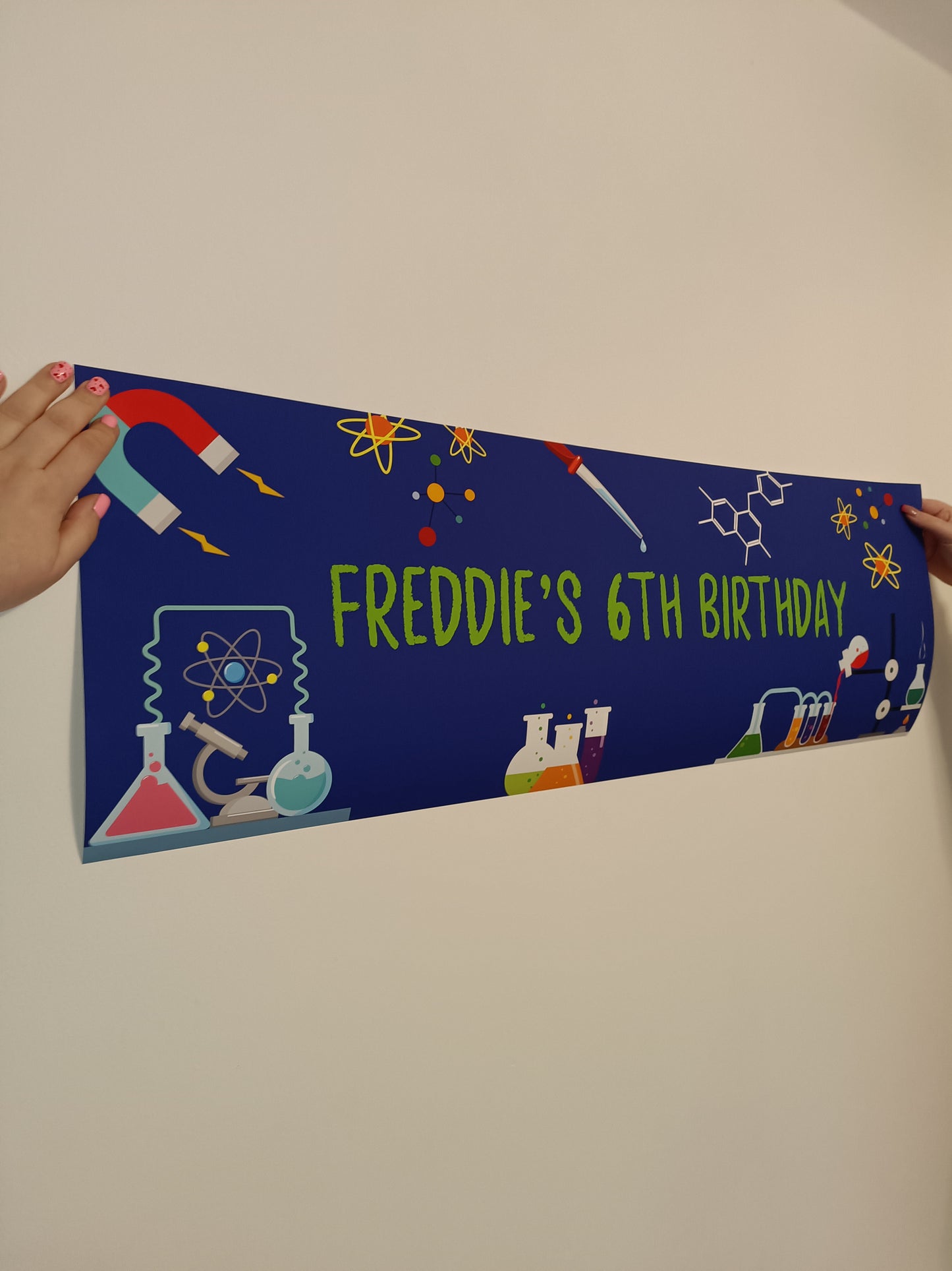 Science Banner | Personalised Party Banner | Science Theme - Dinky Designs