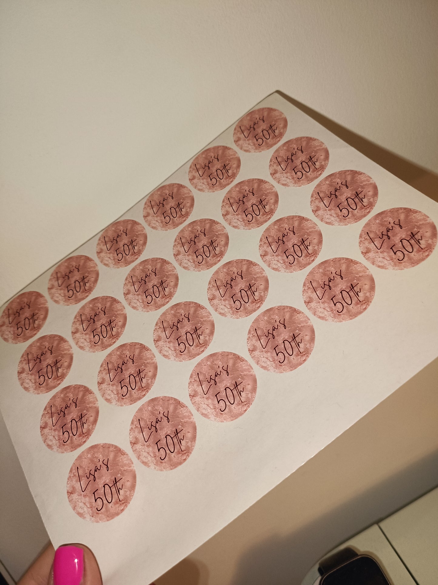 24 x Blush Pink Stickers | Lisa's 50th | SALE ITEM
