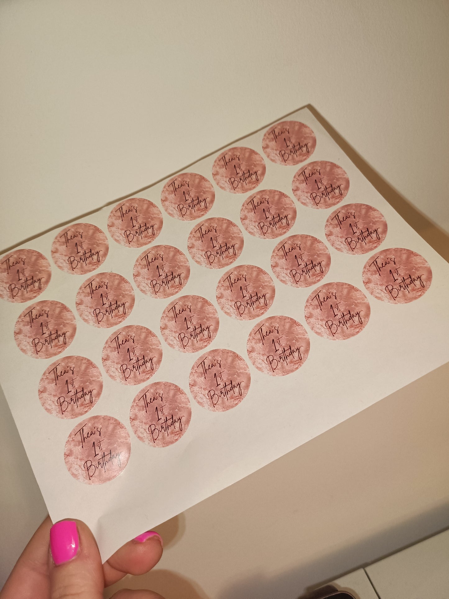 24 x Blush Pink Stickers | Thea's 1st Birthday | SALE ITEM