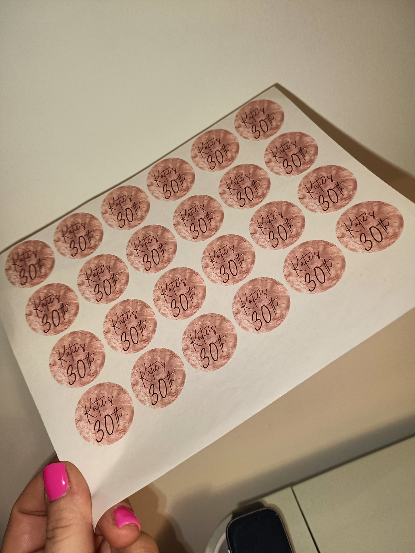 24 x Blush Pink Stickers | Katie's 30th | SALE ITEM