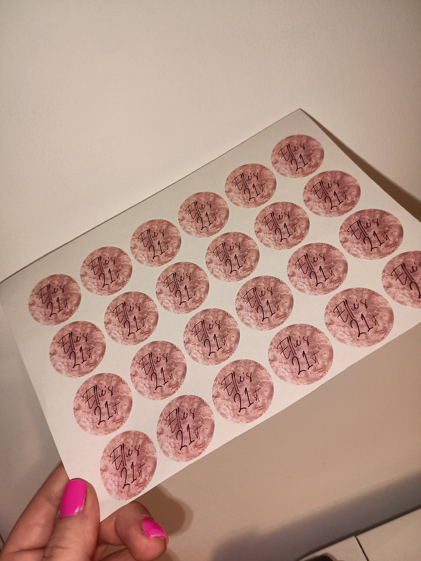 24 x Blush Pink Stickers | Ellie's 21st | SALE ITEM