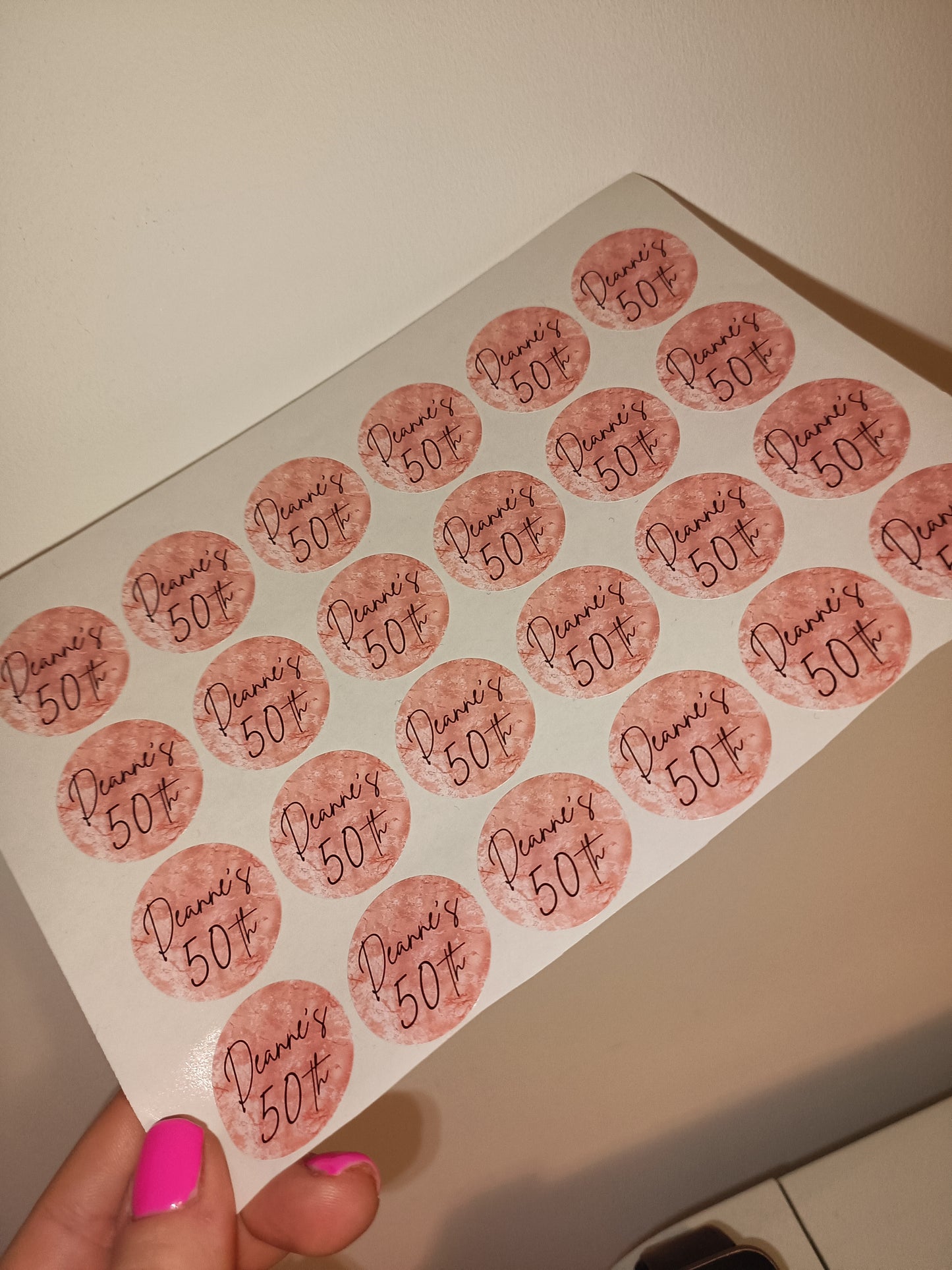 24 x Blush Pink Stickers | Deanne's 50th | SALE ITEM